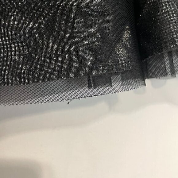 DECREE Black Silver Metallic Shimmer Tulle Elastic Waist Mini Tutu A-Line Skirt - Picture 14 of 15